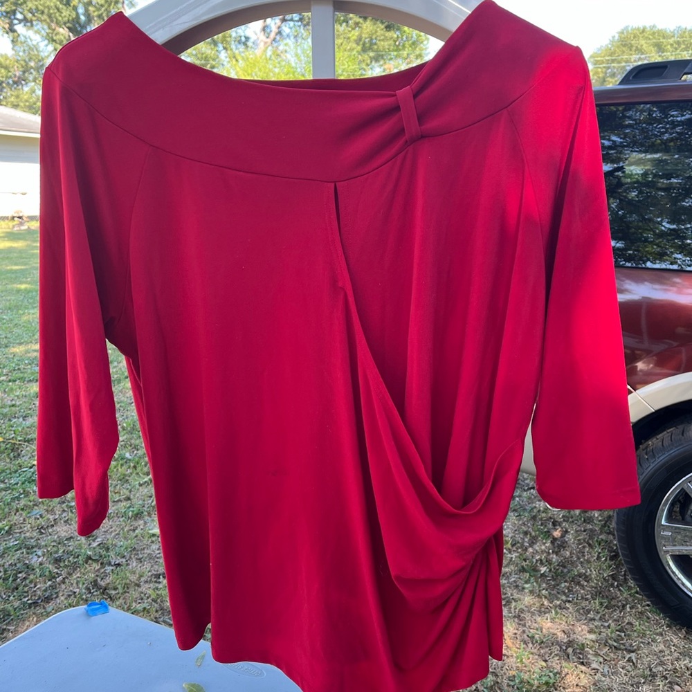Ladies semi formal /casual red side peek a boo 3/4 sleeve top